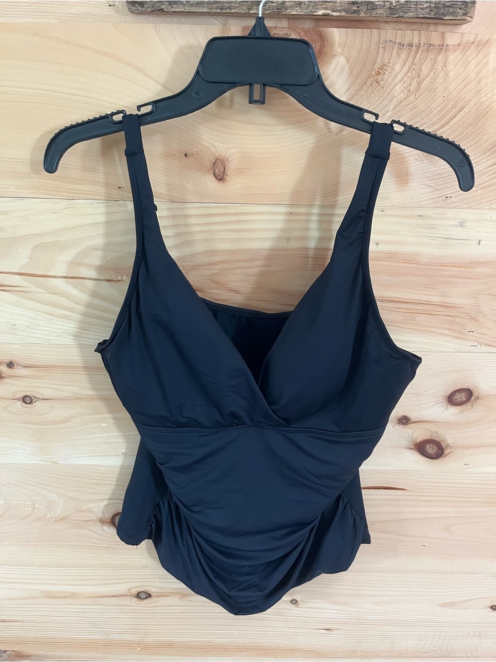 Lauren Ralph Lauren Black Women's Surplice Tankini Top Size 16